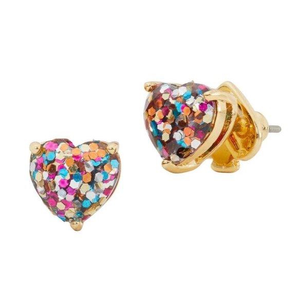 Kate Spade My Love Glitter Heart Stud Earrings - Multi-Color with Dust Bag - Picture 3 of 9